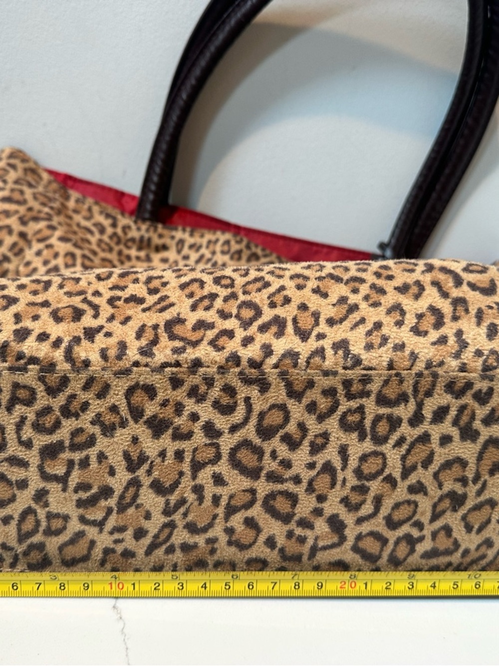 Neiman Marcus Leopard Print Tote Bag with Dark Brown Handles and leather tag - Picture 9 of 11